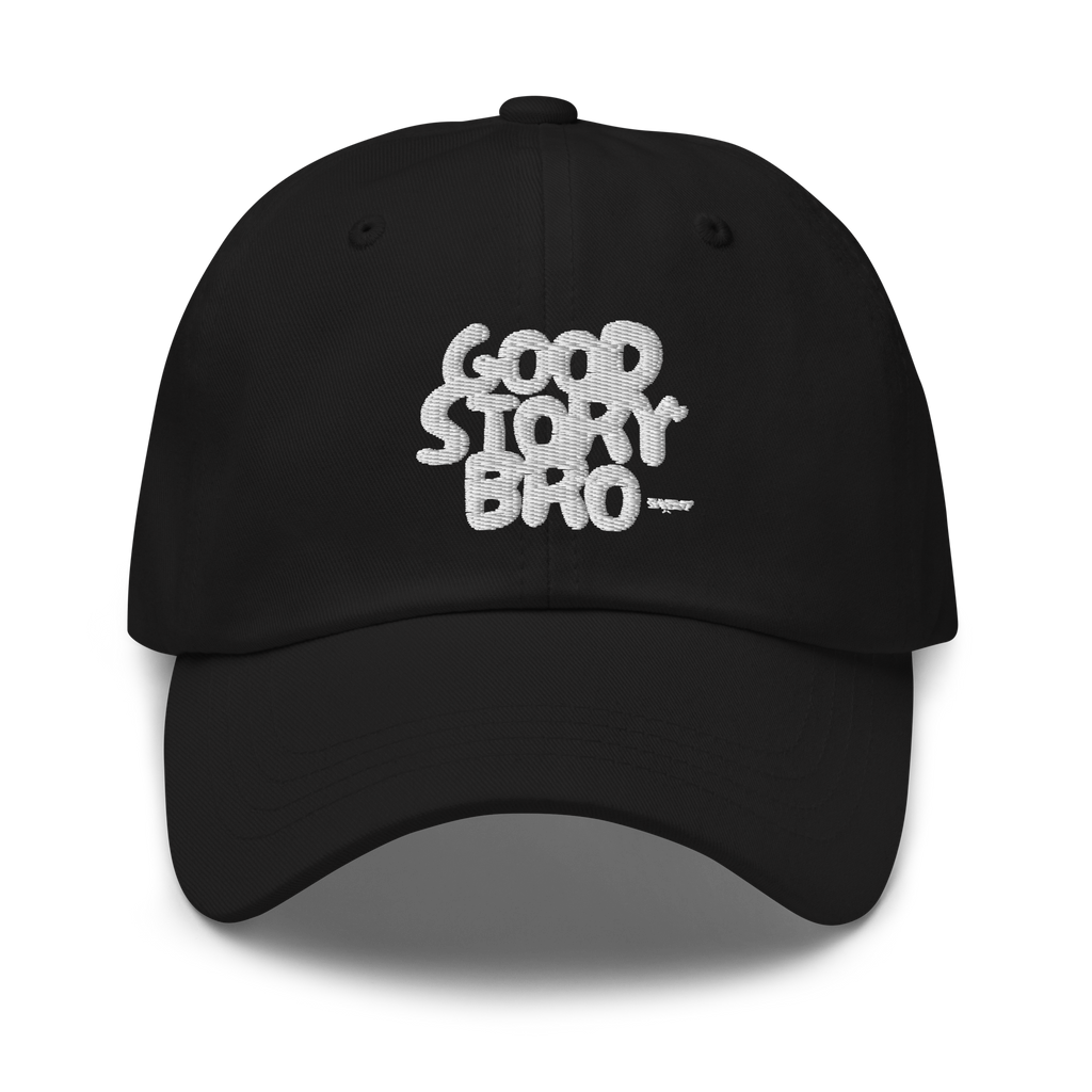 Good Story Bro Dad Hat Black and White by Swaggy Collective - Swaggy Steals
