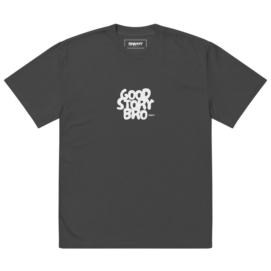 Good Story Bro oversized t-shirt Black and White by Swaggy Collective - Swaggy Steals