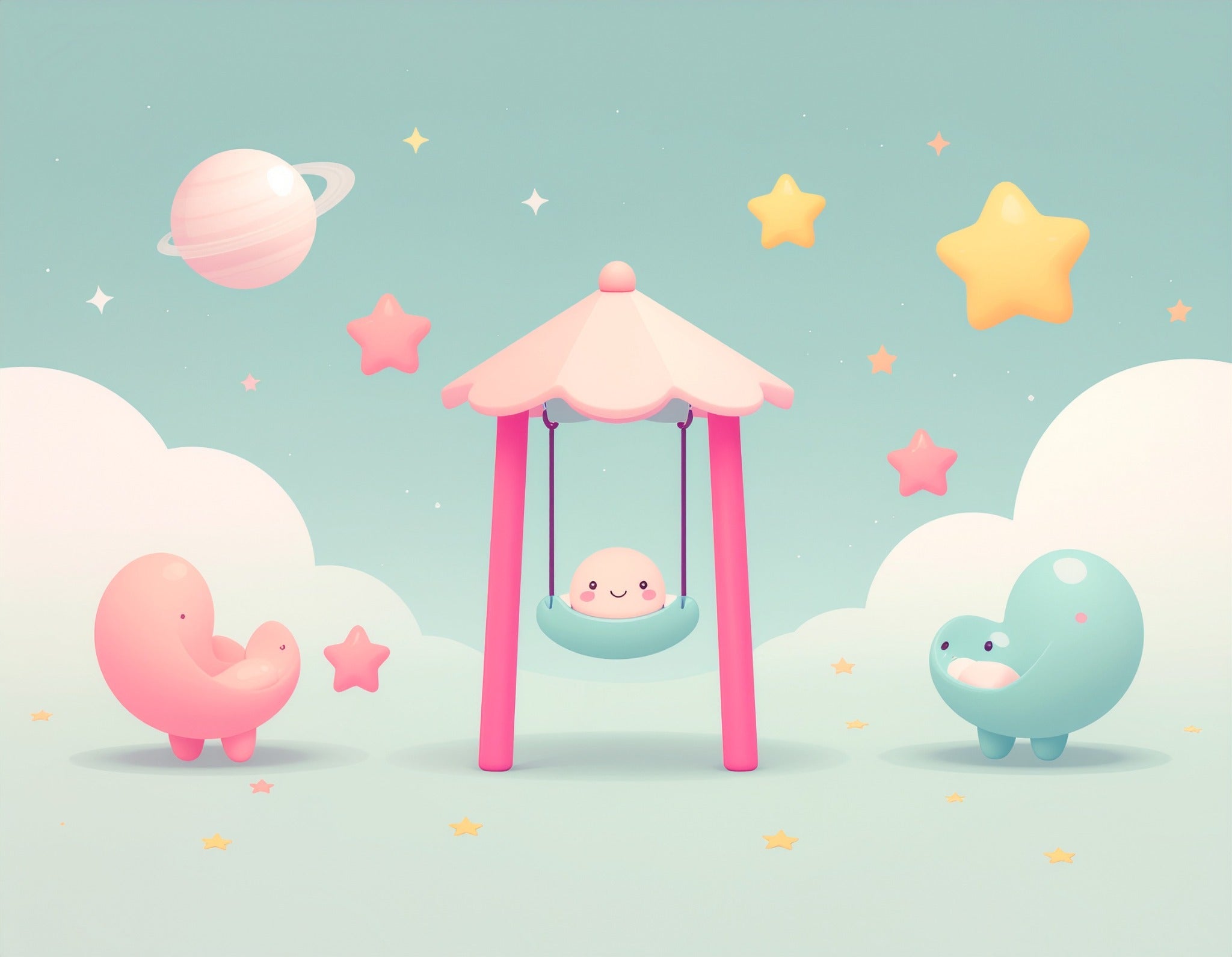 Pastel Space Nursery Wallpaper – Stars, Clouds & Planets - Swaggy Steals