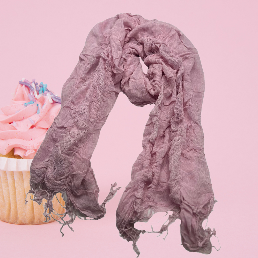 Soft Pink Crinkle Scarf with Shimmer and Frayed Edges - Bohemian Chic - Swaggy Steals